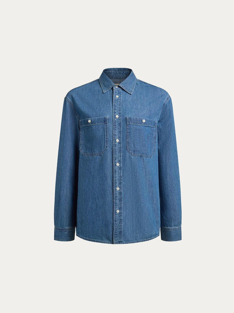 Chemise en denim léger bleu