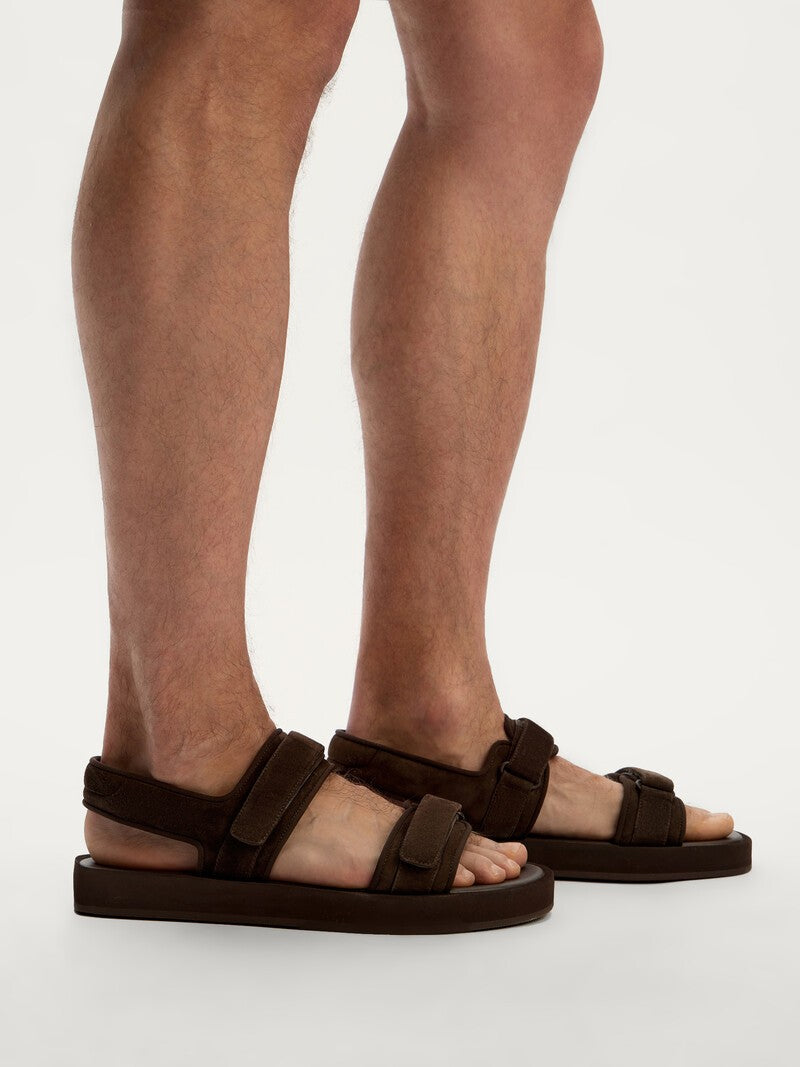 Sandalias de tiras de ante Chocolate oscuro