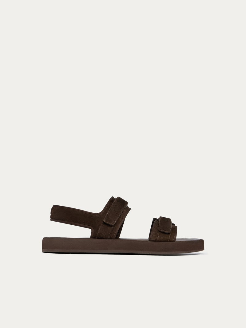 Sandalias de tiras de ante Chocolate oscuro