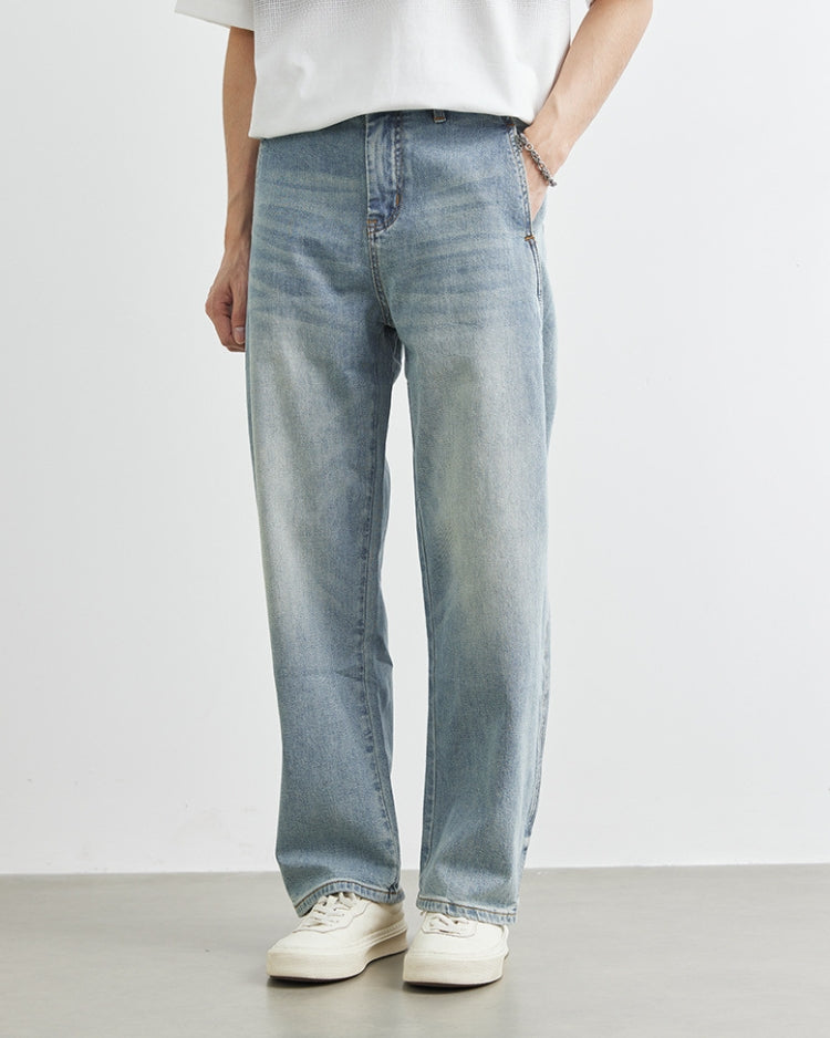 Entspannte Vintage-Waschung Jeans mit geradem Bein