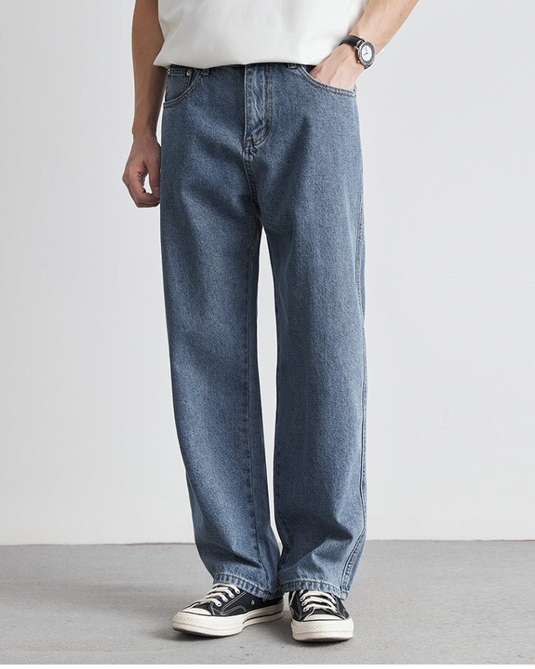 Gewaschene Indigo Classic Straight Denim Jeans