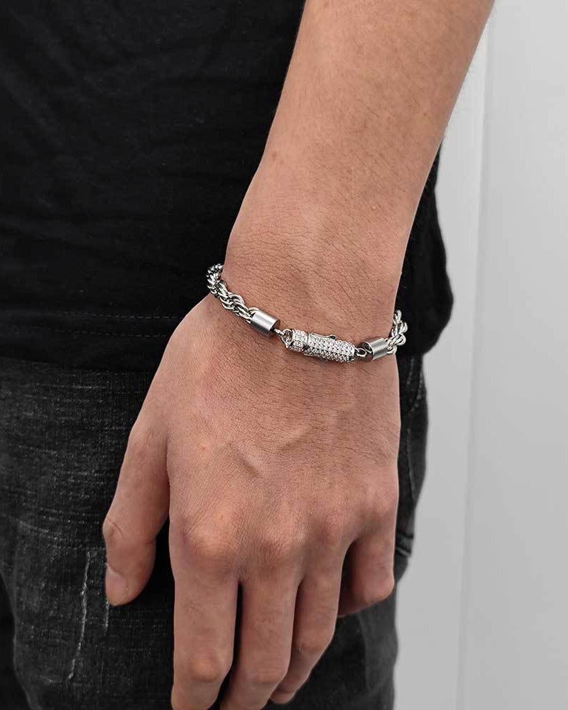 Iced Barrel Rope Bracelet