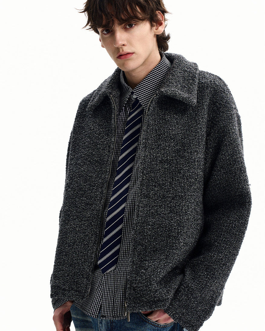 Tailored Wool Blend Zip Jacket