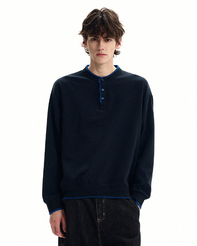 Casual Quilted Crewneck Sweater