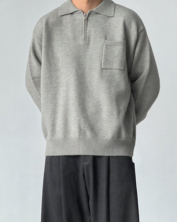 Minimal Knit Zip Sweater