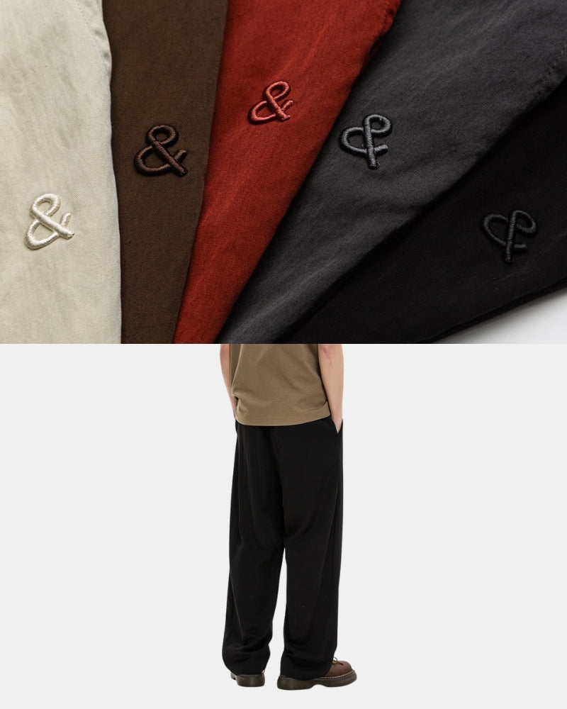Pantalon décontracté brodé et à jambe large