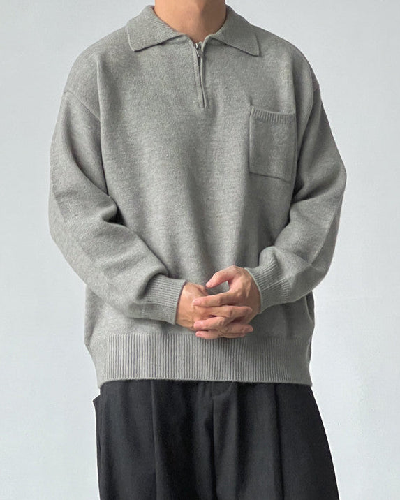 Minimal Knit Zip Sweater