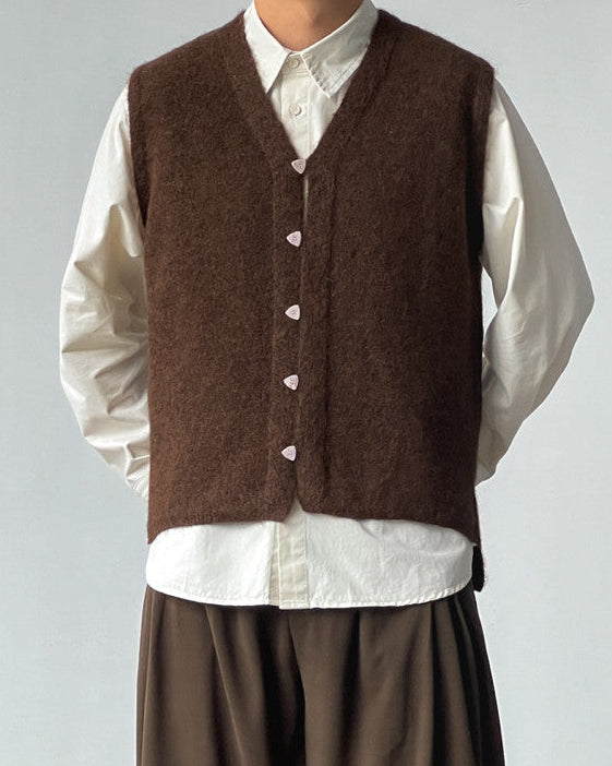 Knit Wool Blend Buttoned Vest