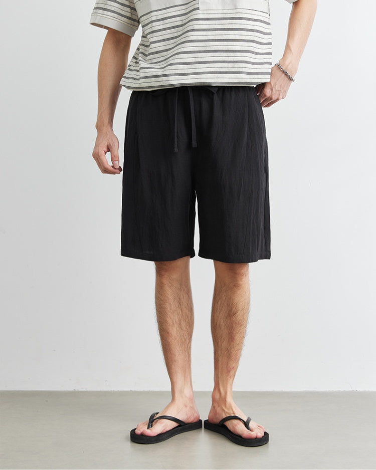 Shorts aus Leinen bis zu den Knien