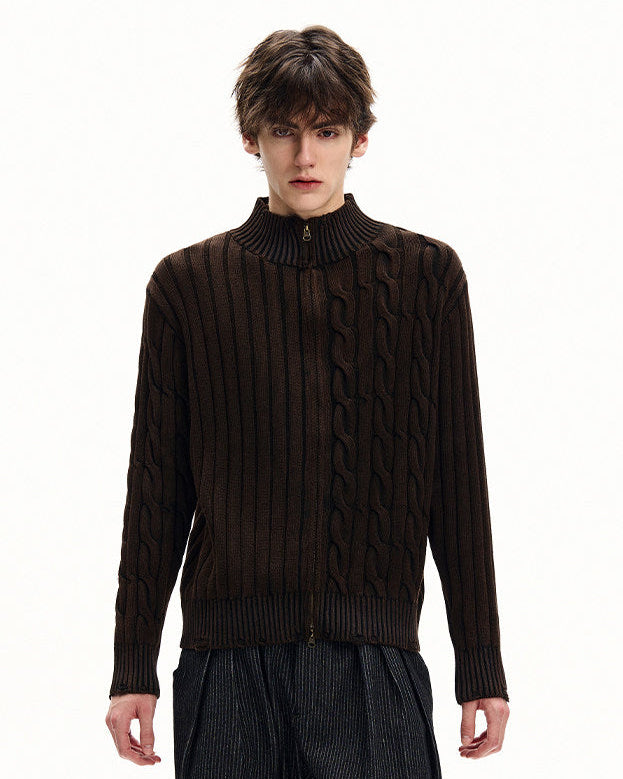 Cable Knit Zip Cardigan