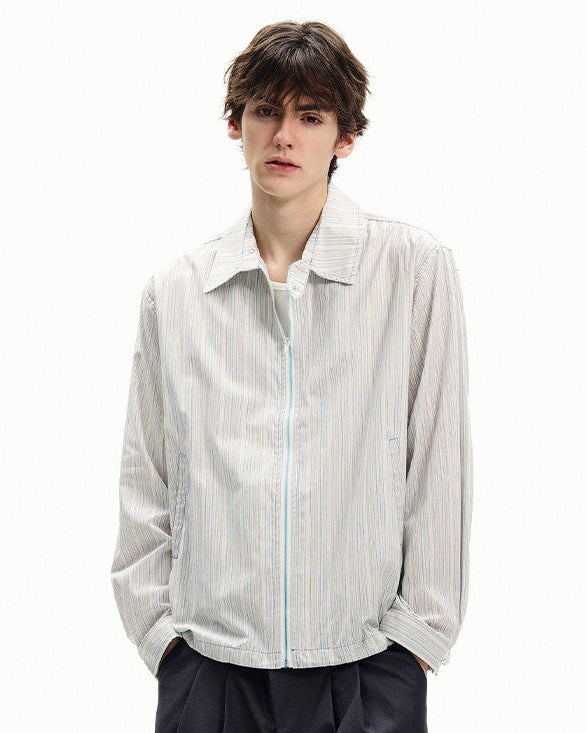 Textured Stripe Zip Jacket