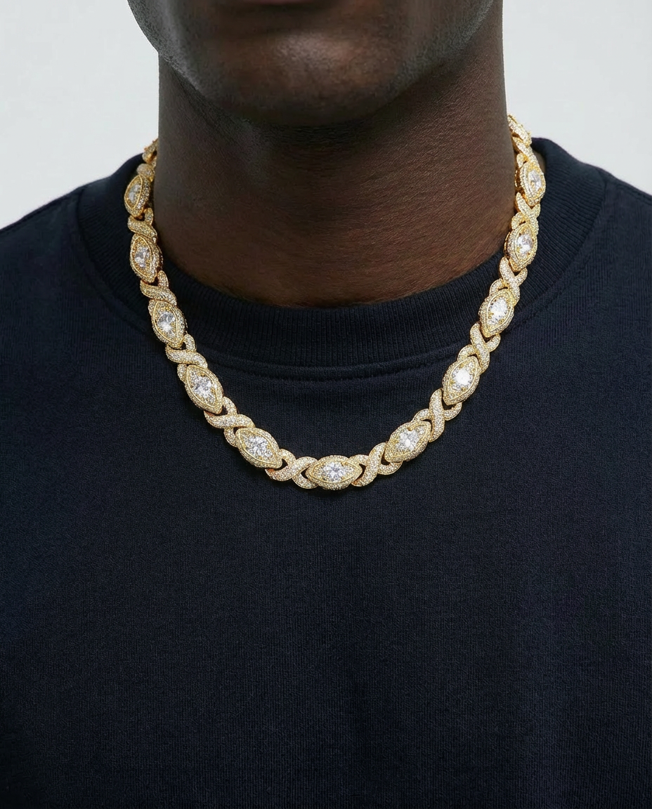 Iced Marquise Link Tennis Chain Necklace
