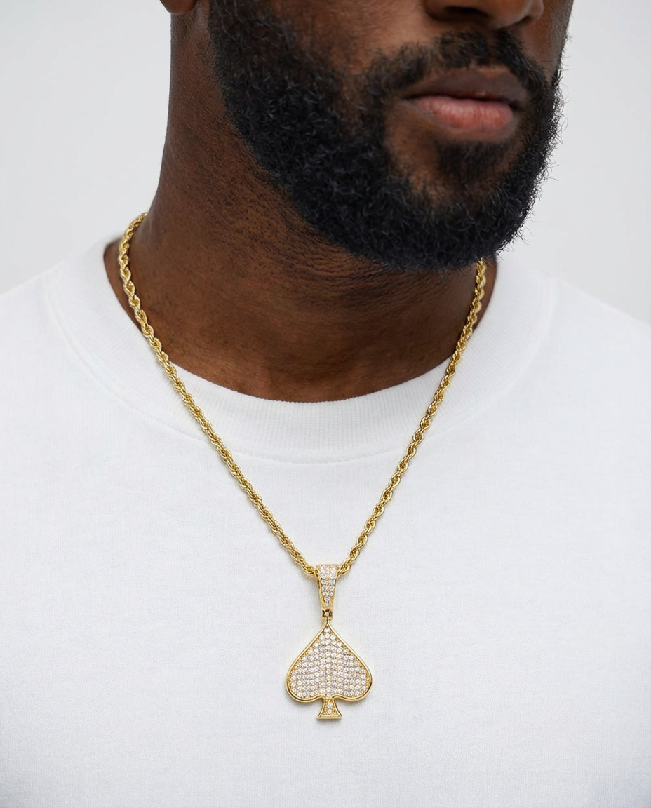 Iced Spade Pendant Necklace