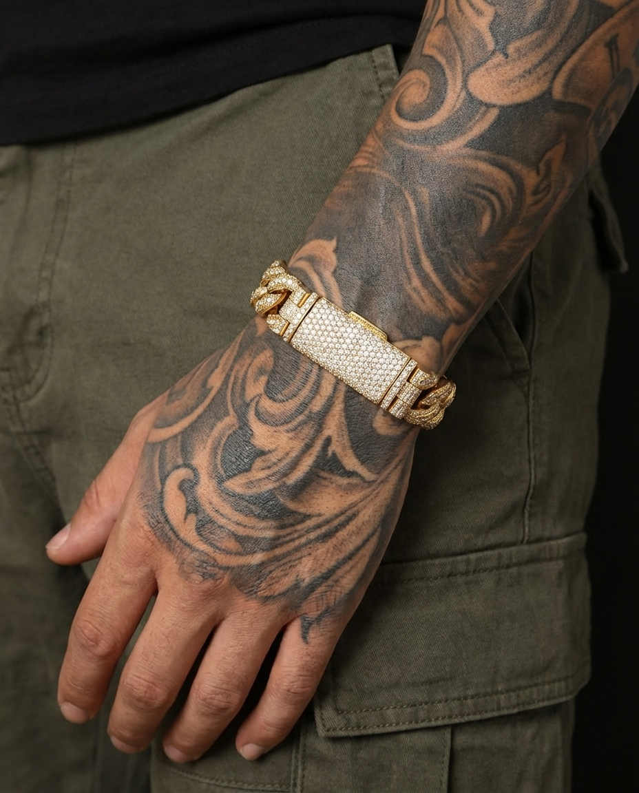 Fully Iced Lock Cuban Bracelet