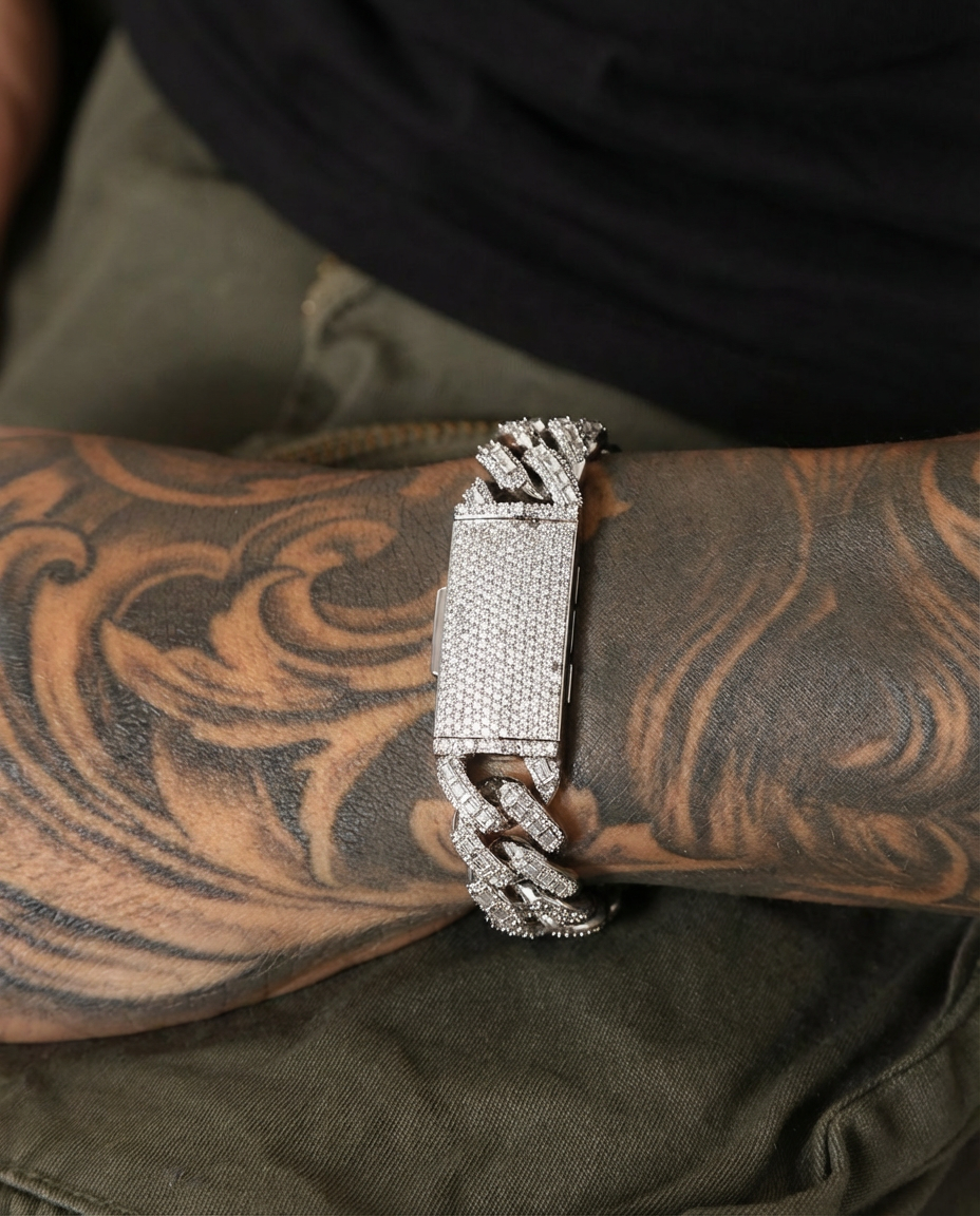 Fully Iced Lock Cuban Bracelet