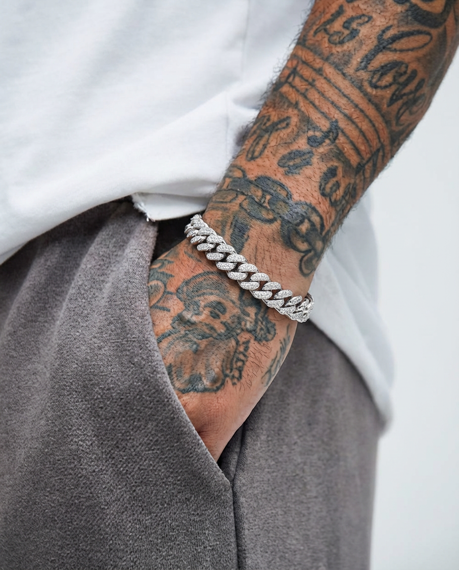 12mm Diamond Iced Cuban Link Bracelet