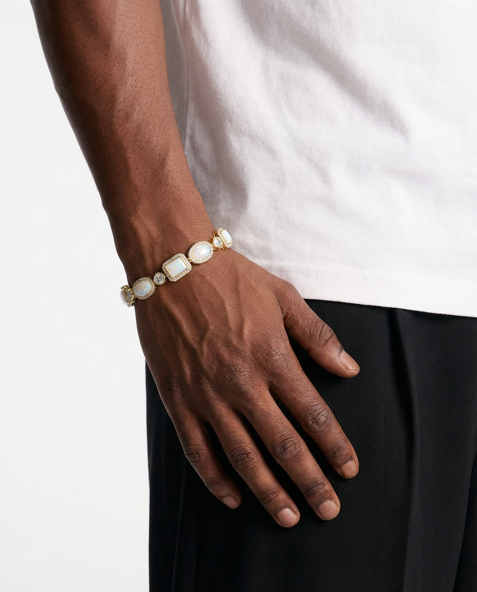 Luxe Opal Gemstone Link Necklace and Bracelet