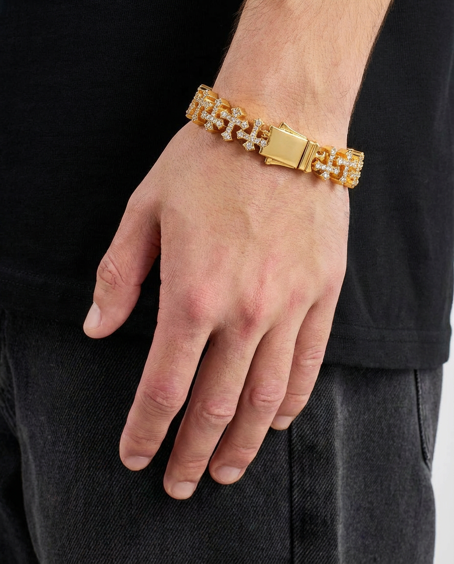 Imperial Iced Cross Link Bracelet