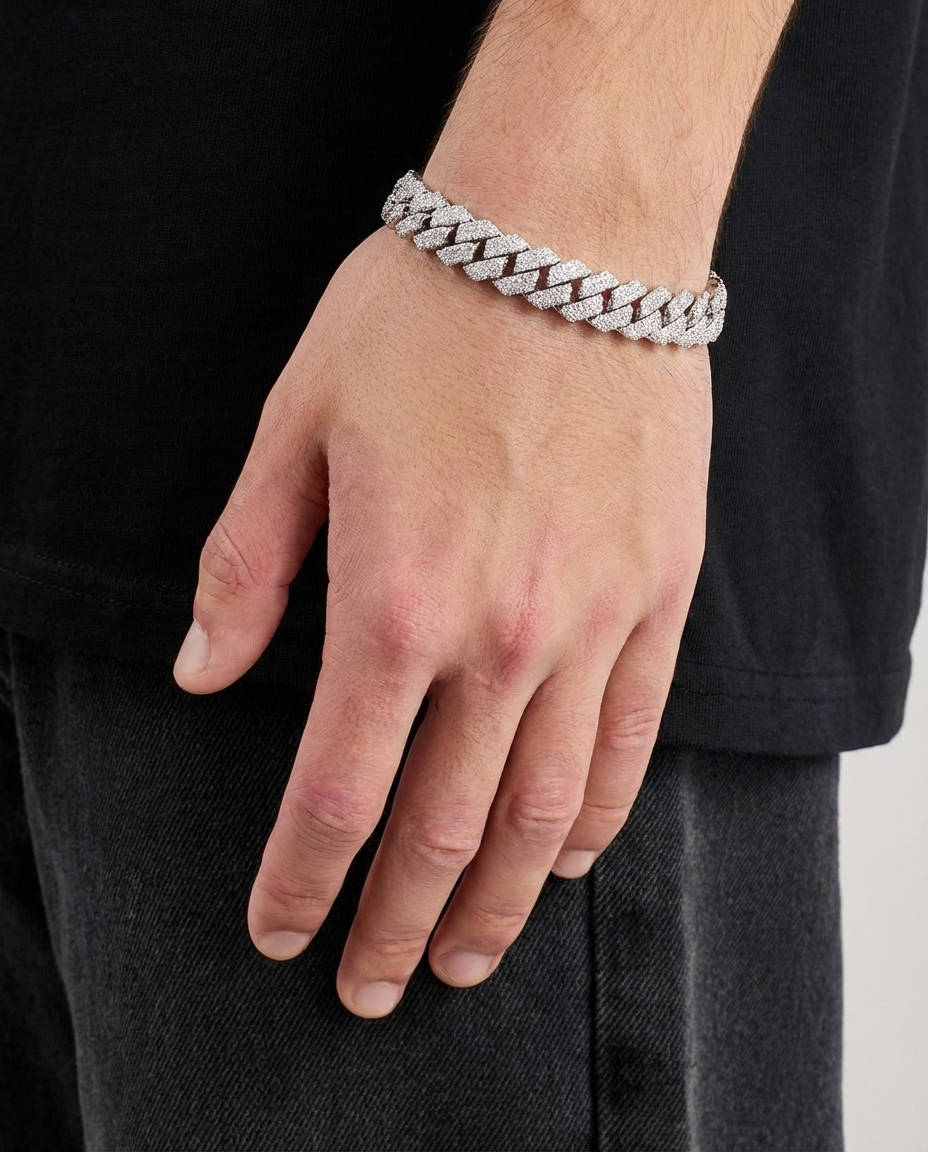 Signature Rose Pavé Cuban Link Bracelet