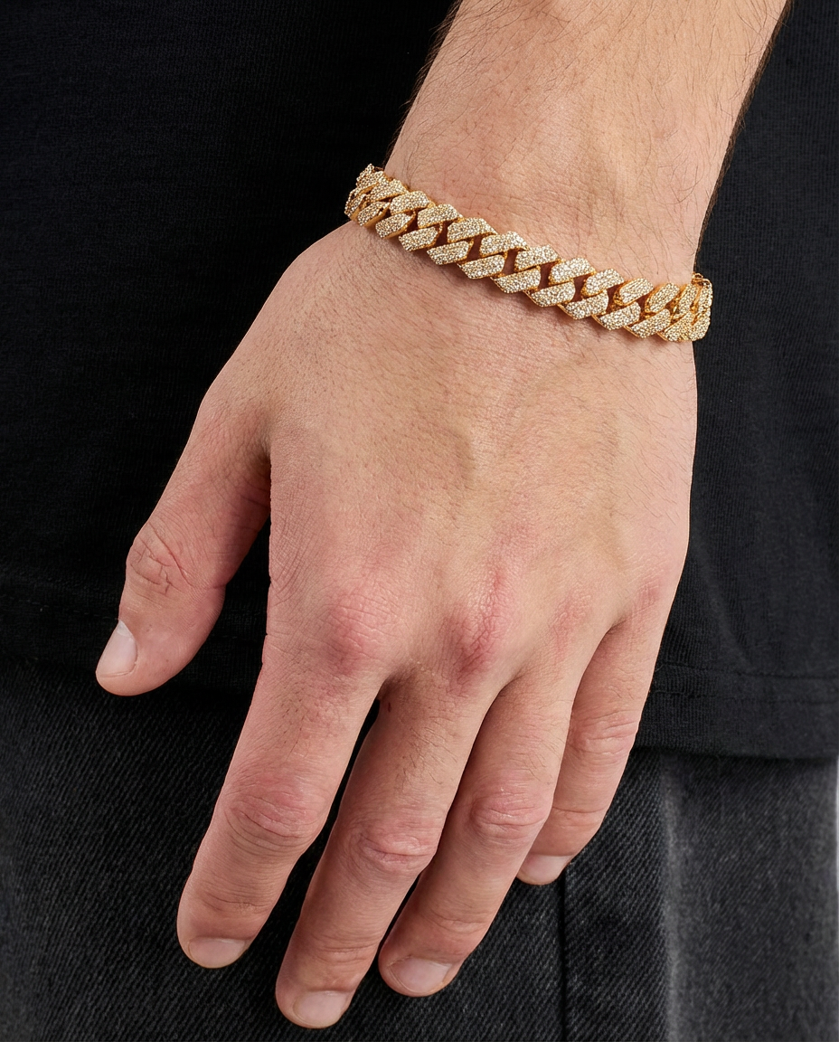 Signature Rose Pavé Cuban Link Bracelet
