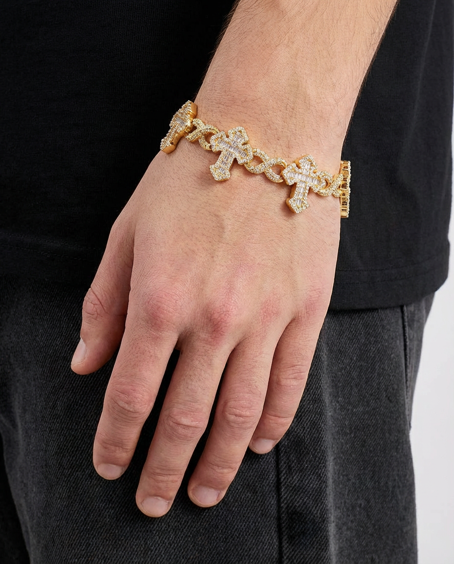 Elite Iced Cross Link Bracelet