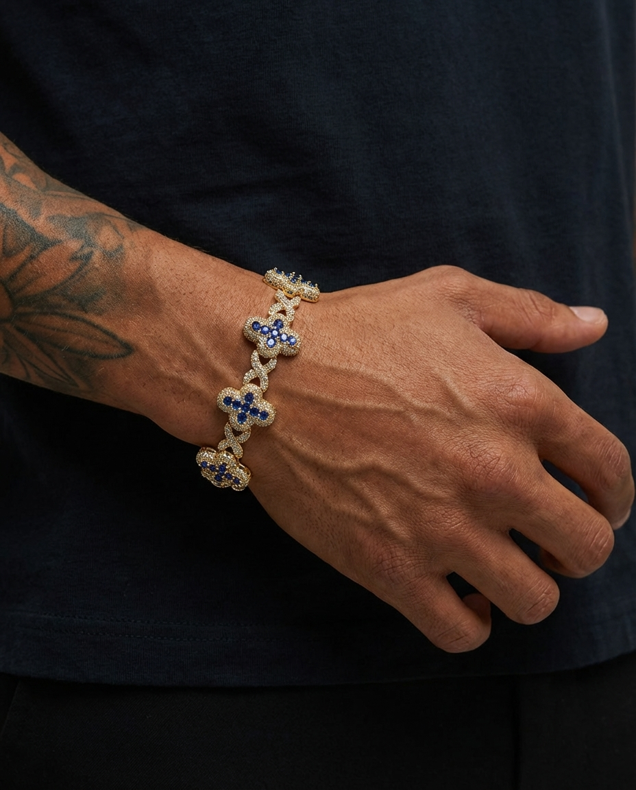 Royal Sapphire Clover Link Bracelet