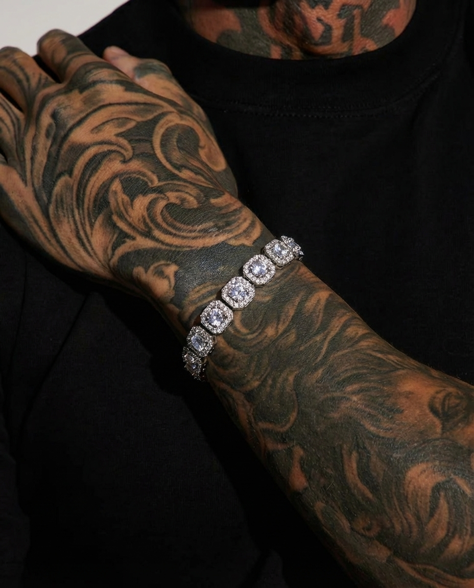 Iced Cushion Halo Bracelet