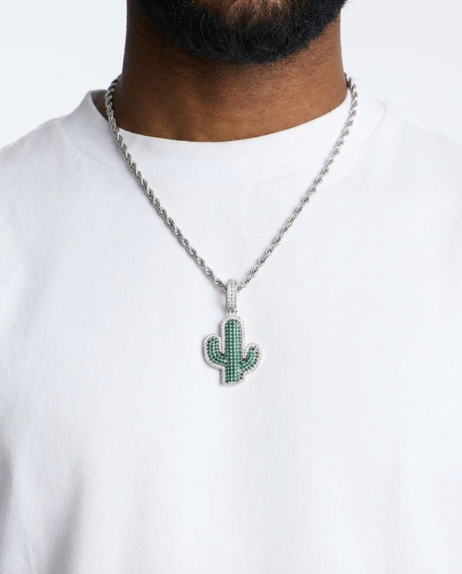 Emerald Cactus Pendant Chain