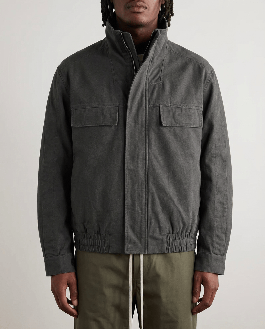 High‑Neck Utility Cotton Jacket