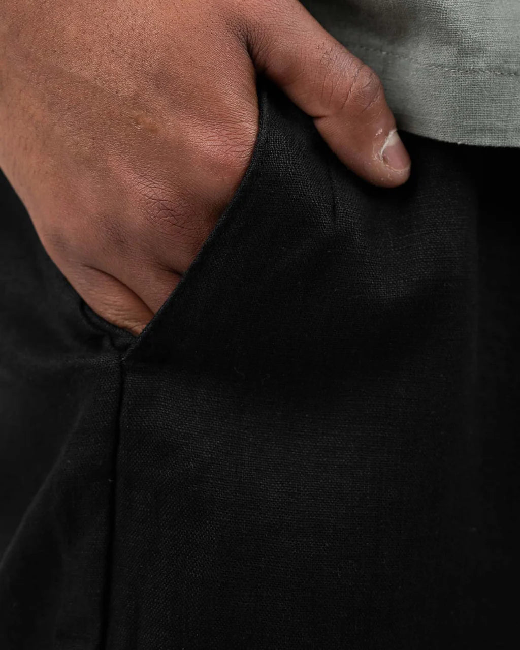 Black Classic Baggy Linen Pants