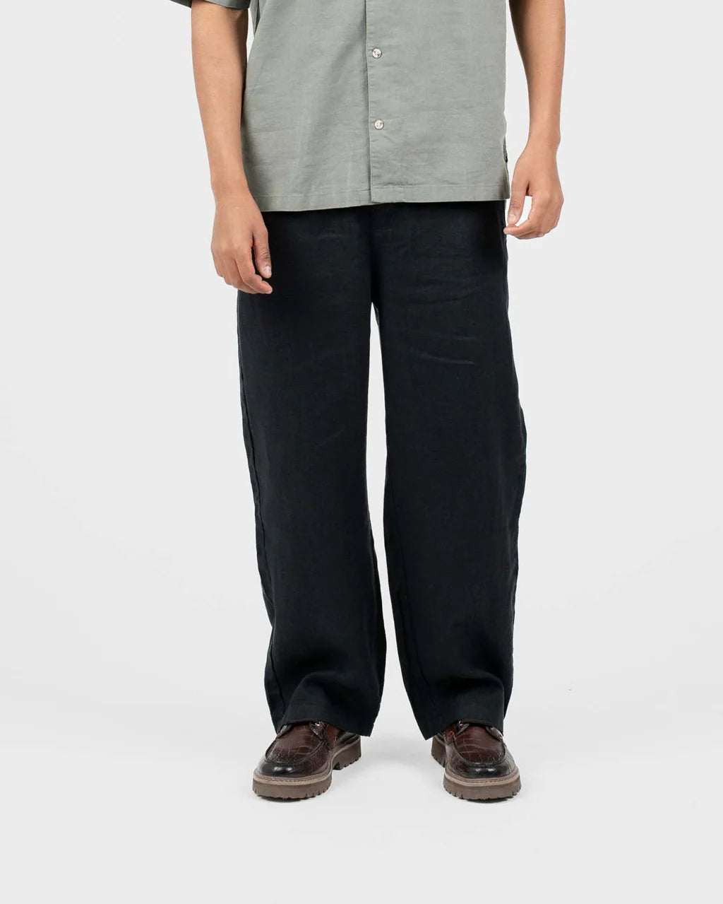 Black Classic Baggy Linen Pants
