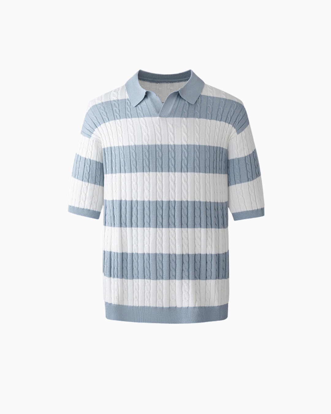 Polo rayé en maille torsadée