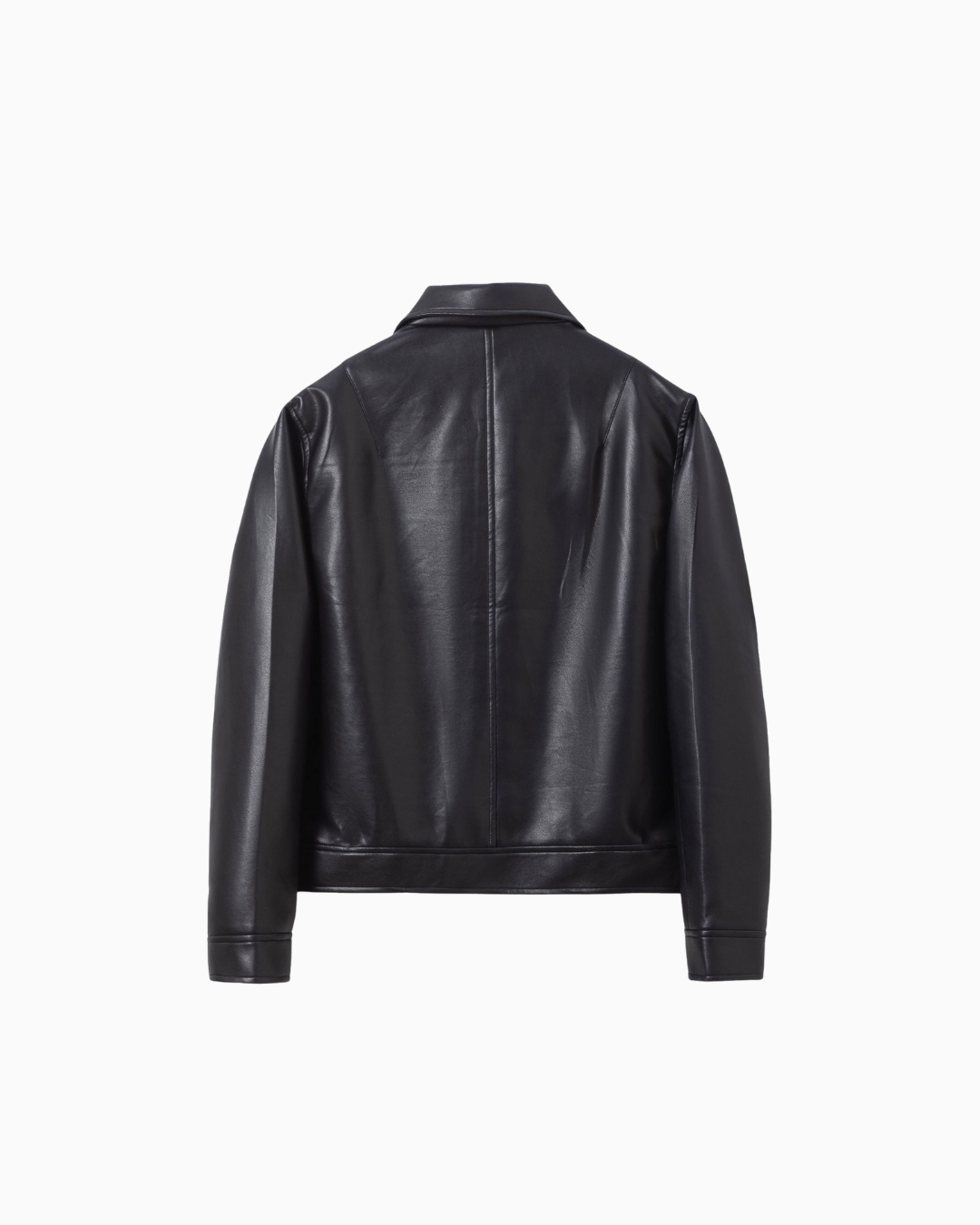 Veste classique en cuir noir avec fermeture éclair