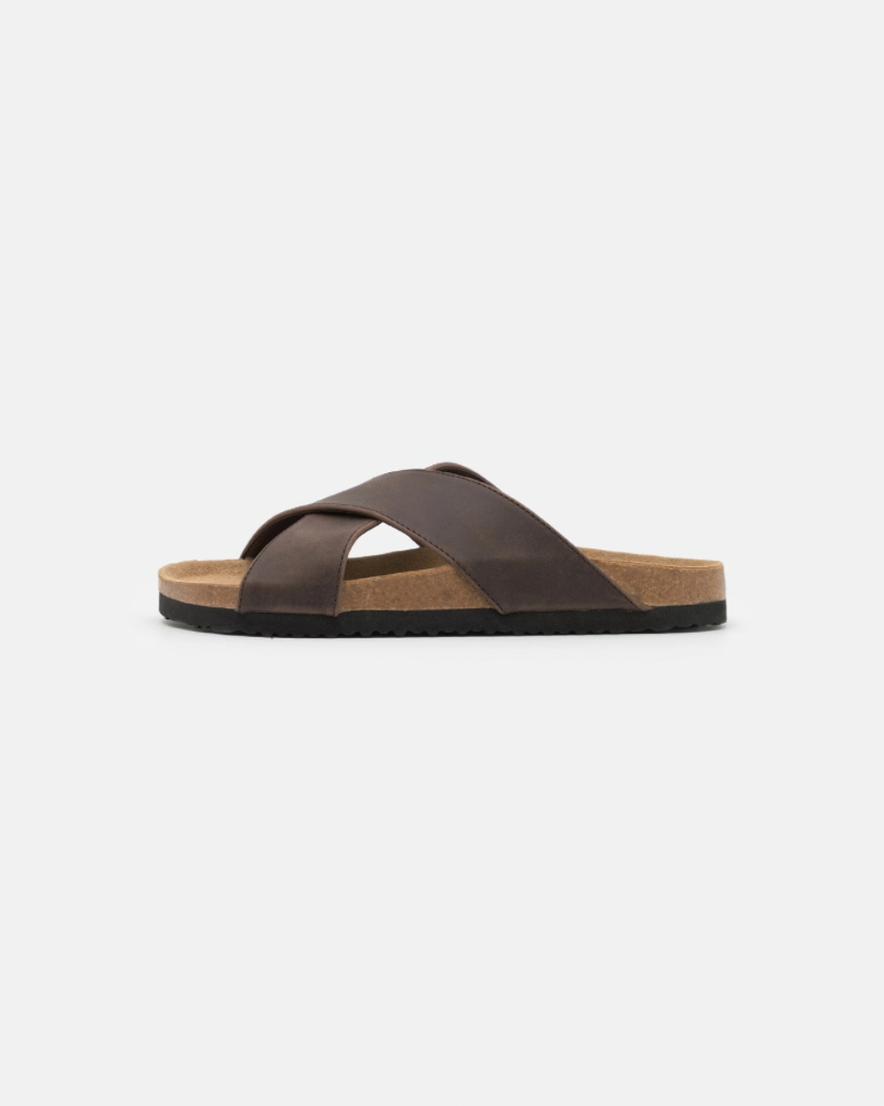 Crossover-Sandalen aus Wildleder und Kork