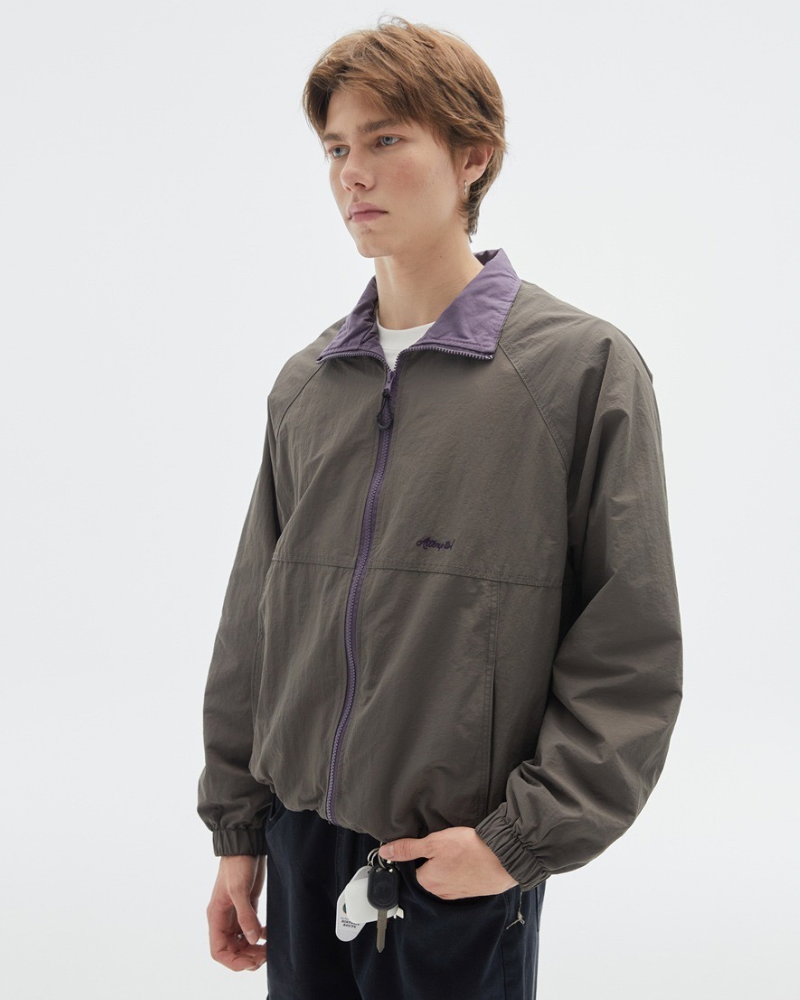 Zweifarbiger Zip-Windbreaker