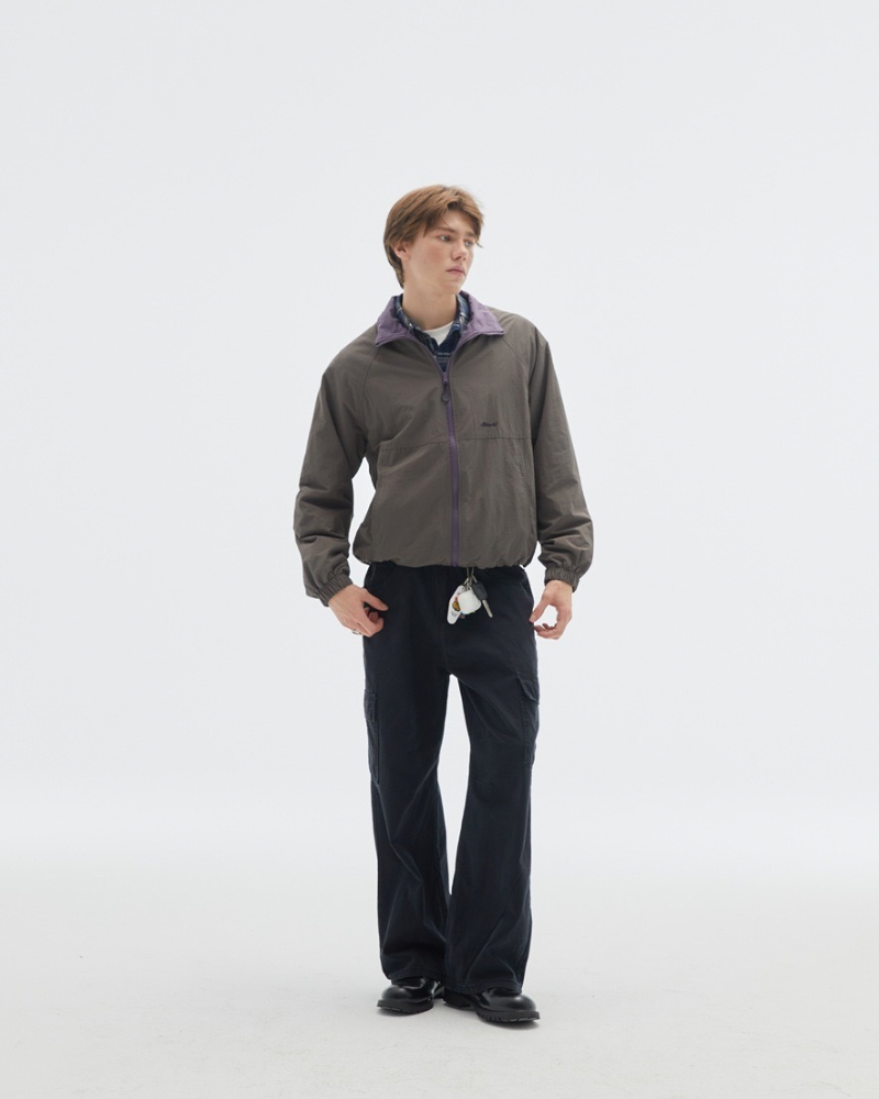 Zweifarbiger Zip-Windbreaker