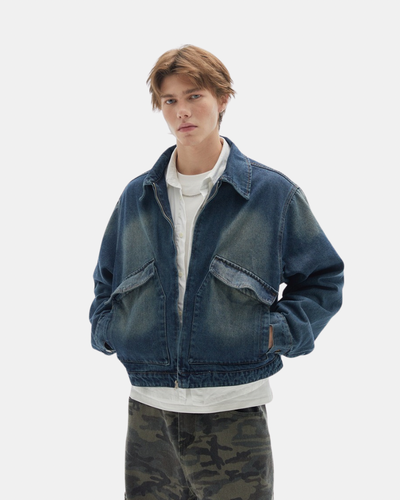 Vintage Wash Utility Denim Jacke