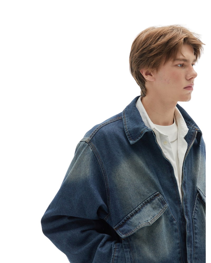 Vintage Wash Utility Denim Jacke