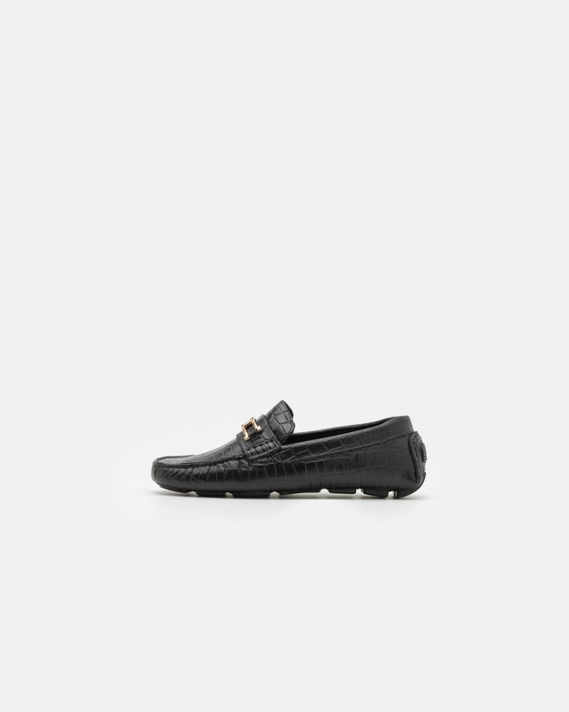 Loafer mit Krokodil - Schwarz