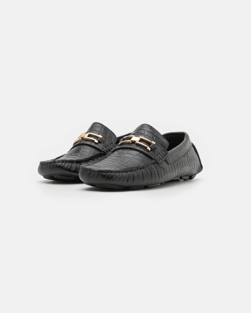 Loafer mit Krokodil - Schwarz
