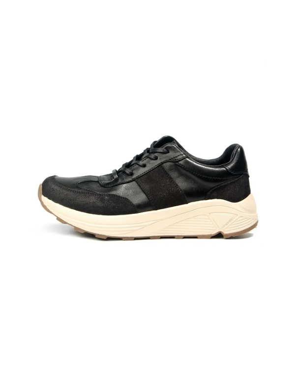 Schwarze Trail Leder Turnschuhe