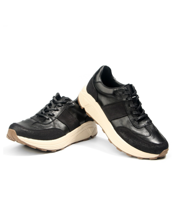 Schwarze Trail Leder Turnschuhe