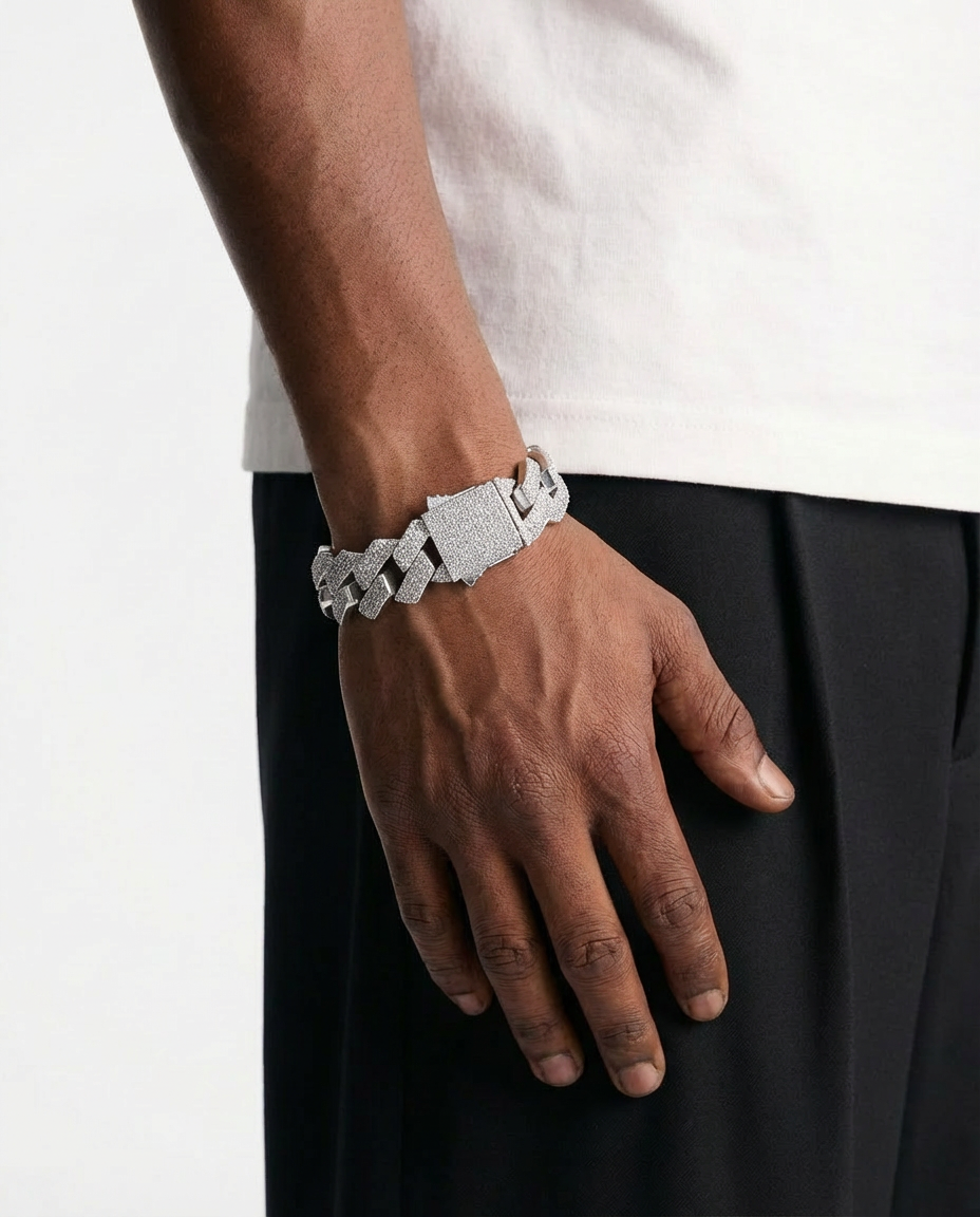 Iced Square-Link Cuban Bracelet