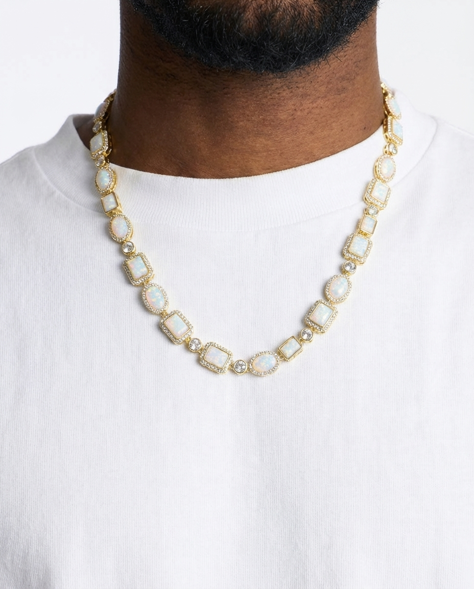 Luxe Opal Gemstone Link Necklace and Bracelet