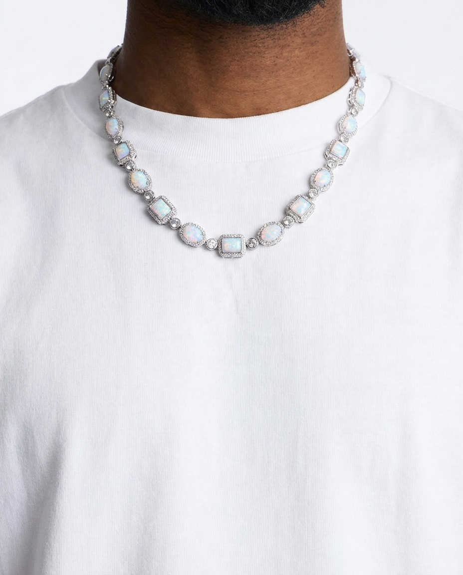 Luxe Opal Gemstone Link Necklace and Bracelet