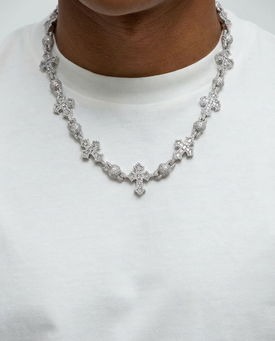 Imperial Iced Cross Link Necklace