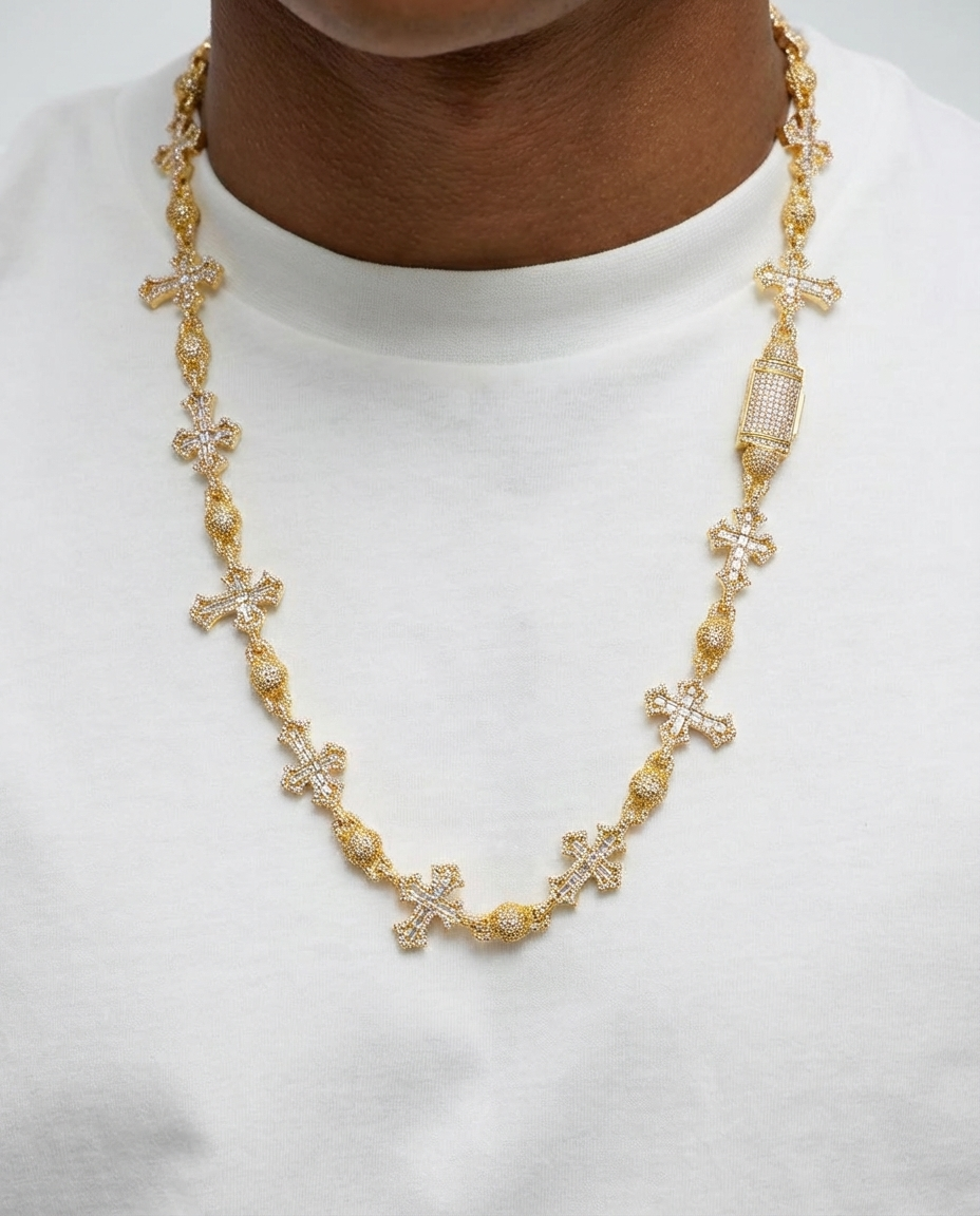 Imperial Iced Cross Link Necklace
