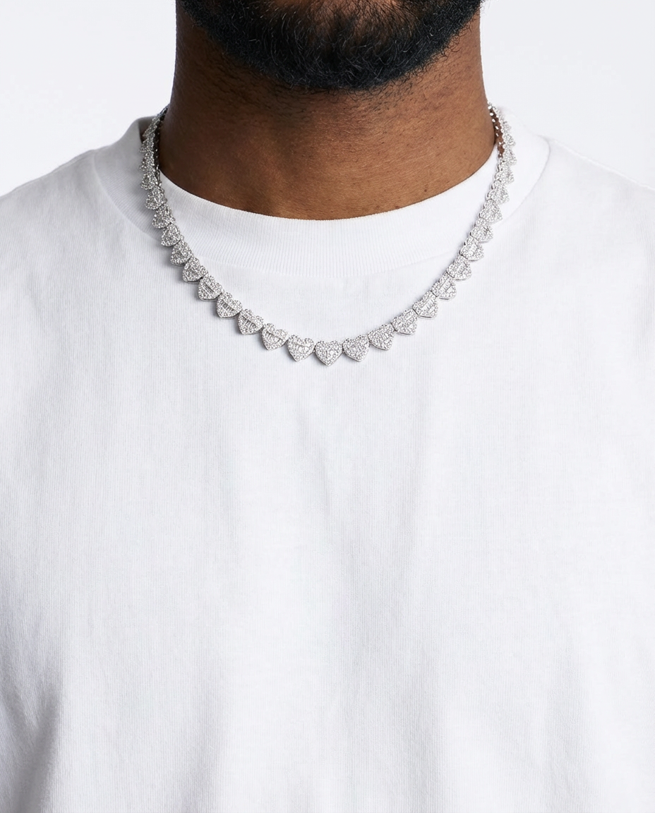 Imperial Iced Heart Link Necklace