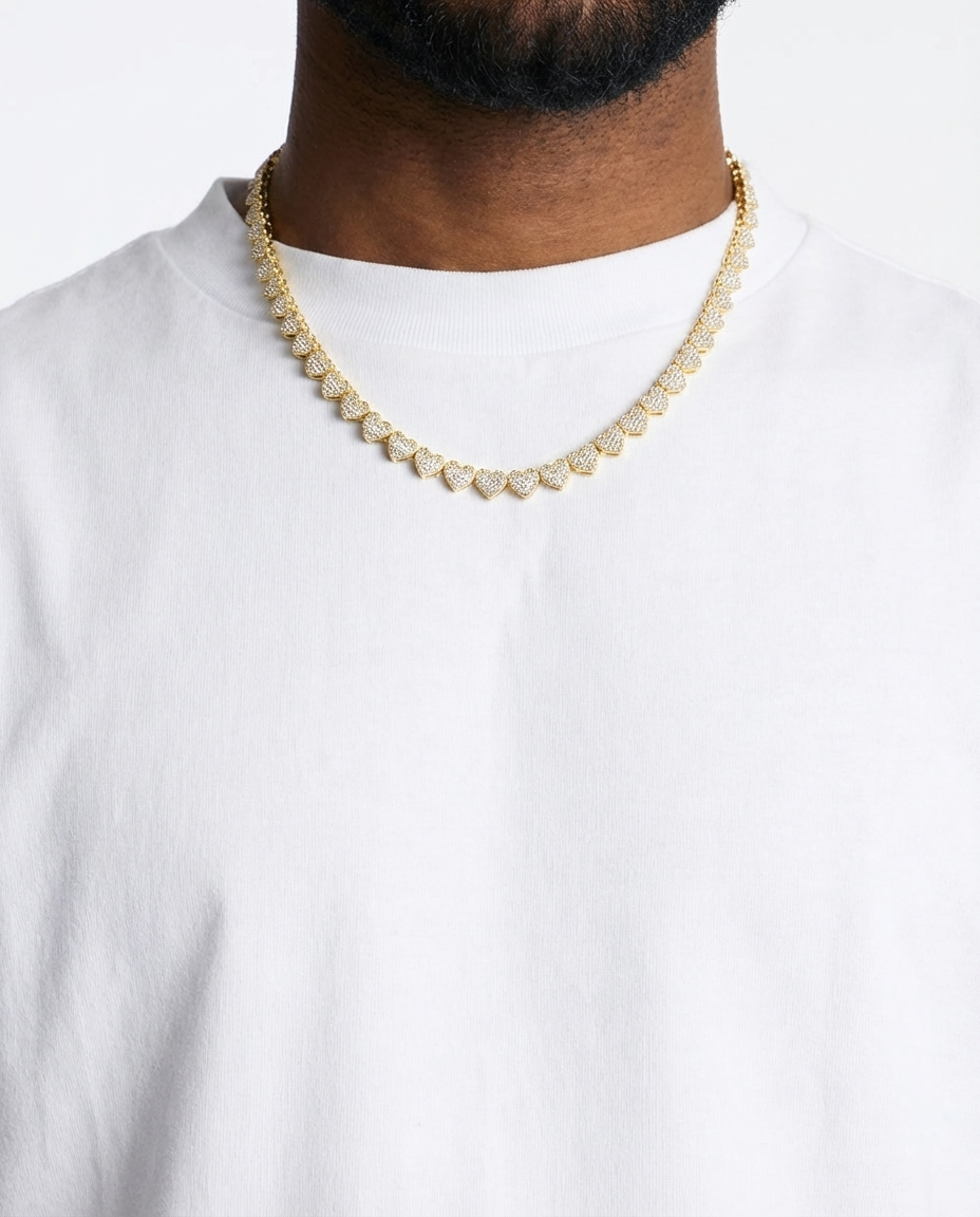 Imperial Iced Heart Link Necklace