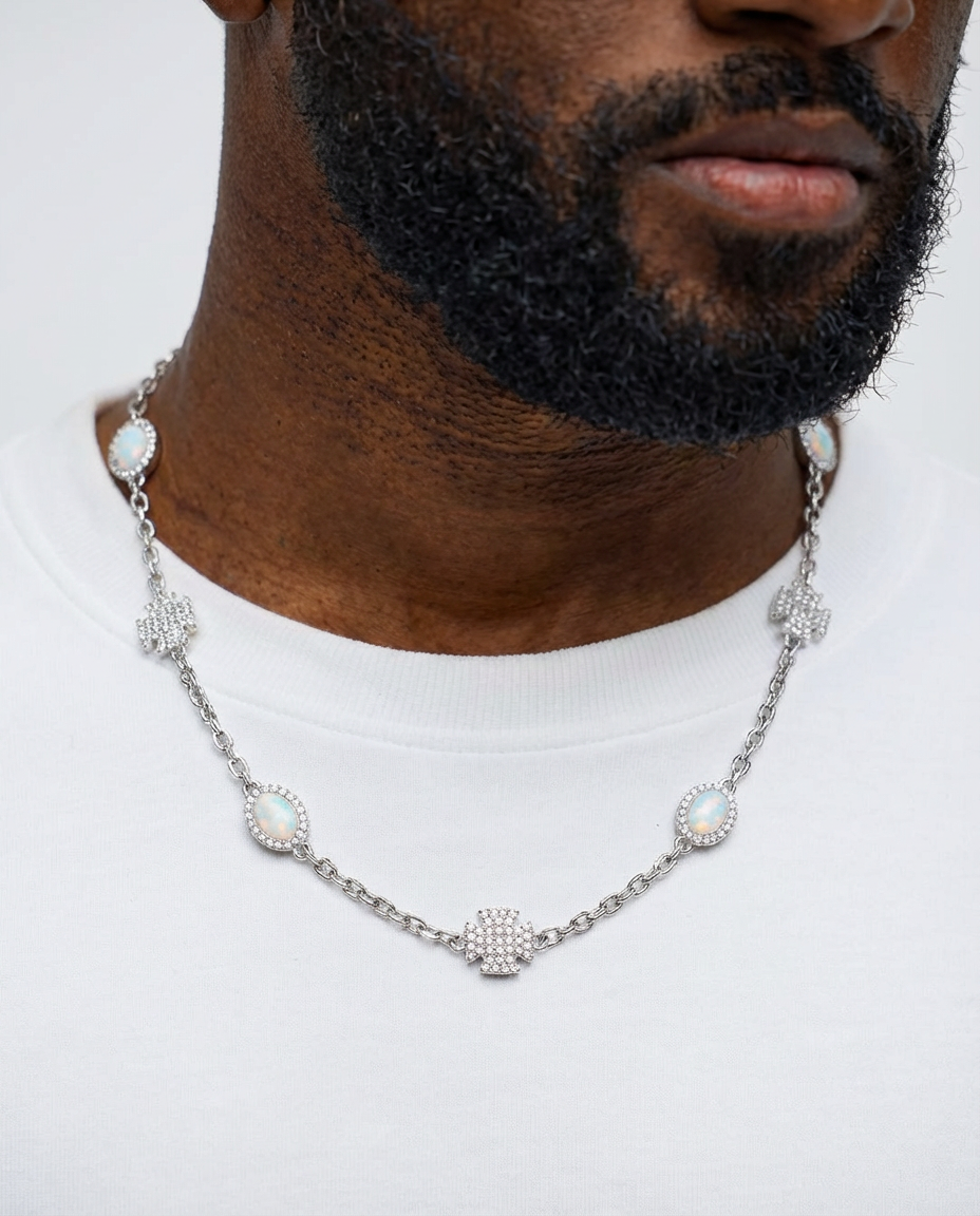 Imperial Opal Clover Link Necklace